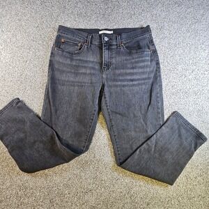 LEVI'S Womens 30 Black Boyfriend Mid-Rise Slim Straight Stretch Jeans